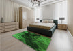 Patterned Deep Emerald Green Rug in a Bedroom, pat559grn