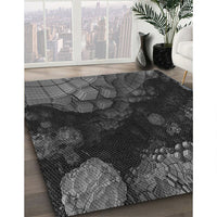 Patterned Charcoal Black Rug, pat559gry