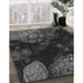 Patterned Charcoal Black Rug in Family Room, pat559gry