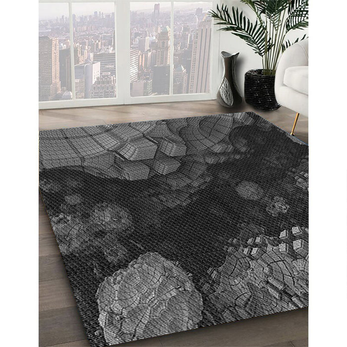 Machine Washable Transitional Charcoal Black Rug in a Family Room, wshpat559gry