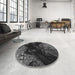 Round Patterned Charcoal Black Rug in a Office, pat559gry