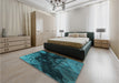 Patterned Deep Teal Green Rug in a Bedroom, pat559lblu