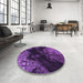 Round Patterned Jasmine Purple Rug in a Office, pat559pur