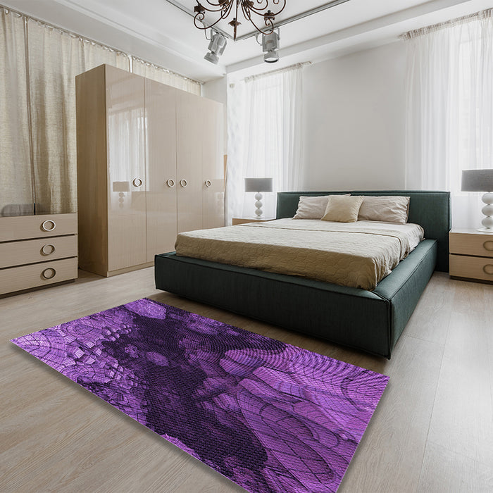 Patterned Jasmine Purple Rug in a Bedroom, pat559pur