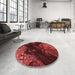 Round Patterned Red Rug in a Office, pat559rd