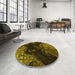 Round Patterned Black Brown Rug in a Office, pat559yw