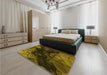 Patterned Black Brown Rug in a Bedroom, pat559yw