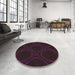 Patterned Deep Purple Rug in a Kitchen, pat56brn