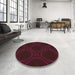 Patterned Chocolate Brown Rug in a Kitchen, pat56org