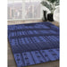 Patterned Royal Blue Rug in Family Room, pat560blu