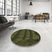 Round Patterned Midnight Gray Rug in a Office, pat560brn