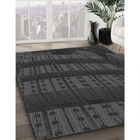 Patterned Charcoal Black Rug, pat560gry