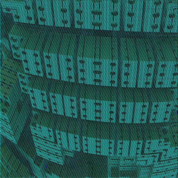 Round Patterned Dark Cyan Green Rug, pat560lblu