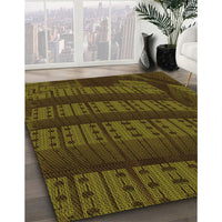 Patterned Dark Yellow Green Rug, pat560org