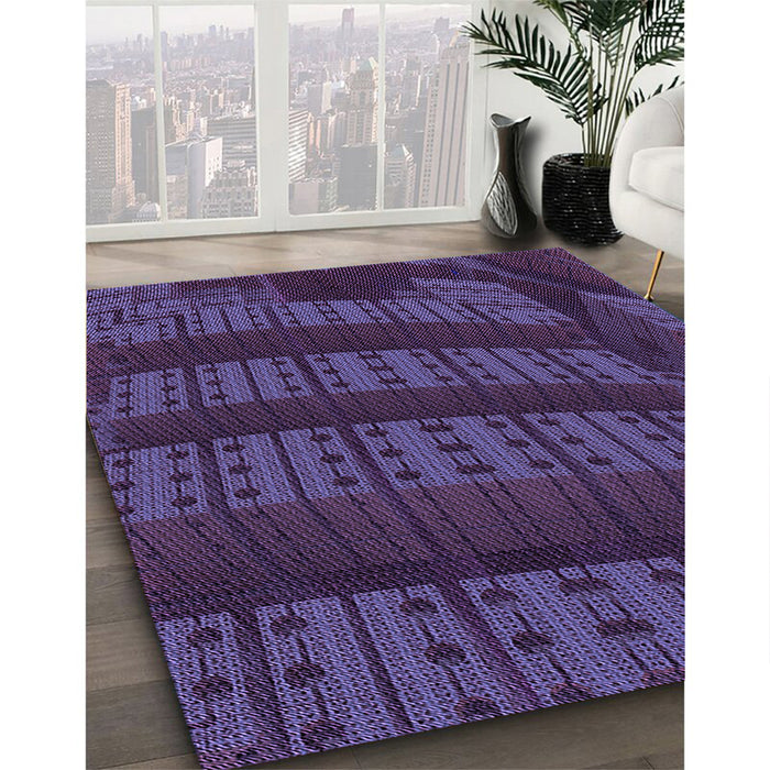 Patterned Dark Purple Rug in Family Room, pat560pur