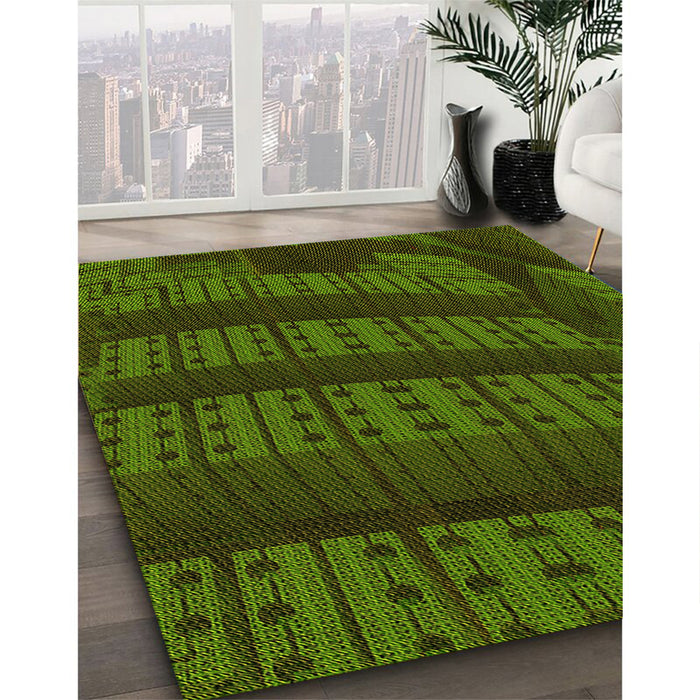 Machine Washable Transitional Dark Forest Green Rug in a Family Room, wshpat560yw