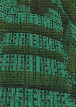 Patterned Dark Forest Green Novelty Rug, pat560