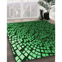 Patterned Dark Forest Green Rug, pat561grn