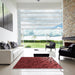 Square Patterned Maroon Red Rug in a Living Room, pat561rd