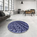 Round Patterned Purple Rug in a Office, pat562blu