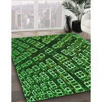 Patterned Deep Emerald Green Rug, pat562grn