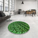 Round Patterned Deep Emerald Green Rug in a Office, pat562grn