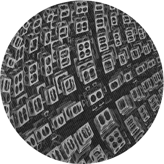 Square Patterned Charcoal Black Rug, pat562gry