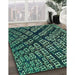 Patterned Mint Green Rug in Family Room, pat562lblu