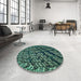 Round Patterned Mint Green Rug in a Office, pat562lblu