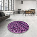 Round Patterned Dark Purple Rug in a Office, pat562pur