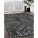 Machine Washable Transitional Dark Gray Black Rug in a Family Room, wshpat563gry