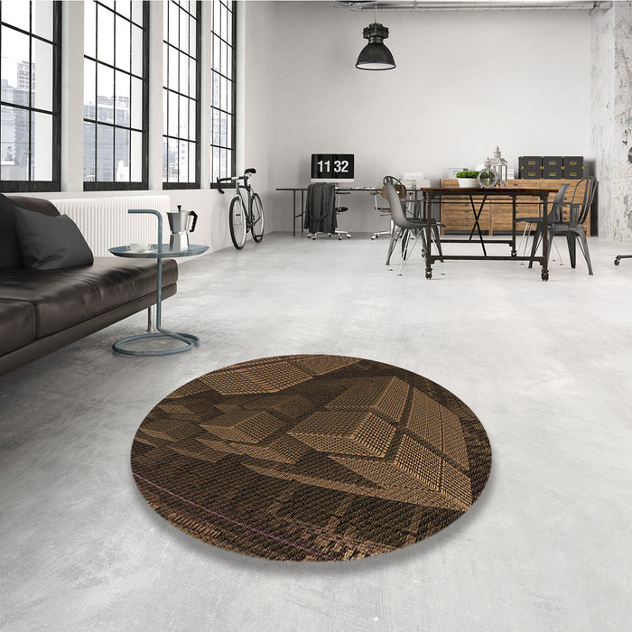 Round Patterned Saddle Brown Rug in a Office, pat564brn