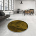 Round Patterned Black Brown Rug in a Office, pat564yw