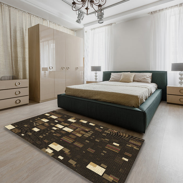 Patterned Oak Brown Rug in a Bedroom, pat565brn