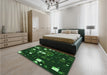 Patterned Black Rug in a Bedroom, pat565grn