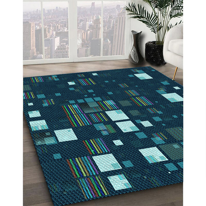 Machine Washable Transitional Night Blue Rug in a Family Room, wshpat565lblu