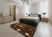 Patterned Light Brown Rug in a Bedroom, pat565org