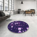 Round Patterned Purple Violet Purple Rug in a Office, pat565pur