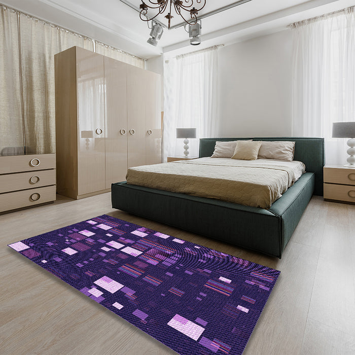 Patterned Purple Violet Purple Rug in a Bedroom, pat565pur