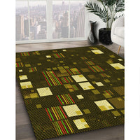 Patterned Dark Yellow Green Rug, pat565yw