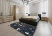 Machine Washable Transitional Night Blue Rug in a Bedroom, wshpat565