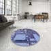 Round Patterned Deep Periwinkle Purple Rug in a Office, pat566blu