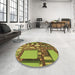 Round Patterned Dark Bronze Brown Rug in a Office, pat566brn