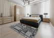 Patterned Gunmetal Gray Rug in a Bedroom, pat566gry