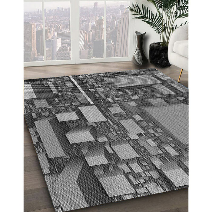 Patterned Gunmetal Gray Rug in Family Room, pat566gry