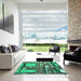 Square Patterned Lime Mint Green Rug in a Living Room, pat566lblu