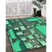 Machine Washable Transitional Lime Mint Green Rug in a Family Room, wshpat566lblu