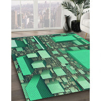 Patterned Lime Mint Green Rug, pat566lblu