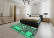 Patterned Lime Mint Green Rug in a Bedroom, pat566lblu