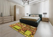 Patterned Yellow Rug in a Bedroom, pat566org